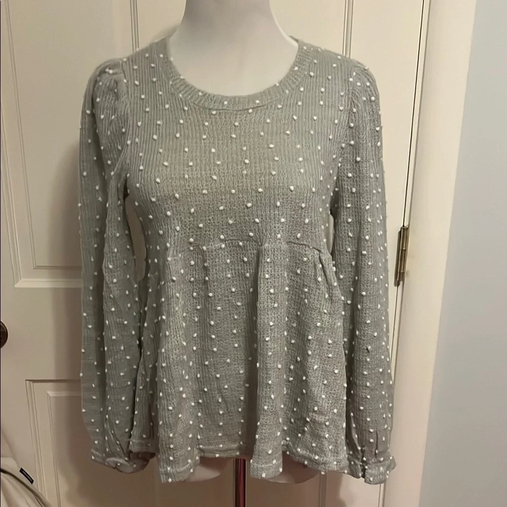 Gray Polka Dot Women's Top - Picture 1 of 3